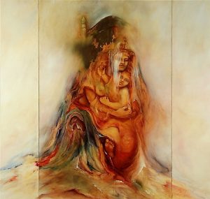 1993 - Demeter- Oil & Gold Leaf on Canvas (Triptych) (Fc)-1.6 x 1.5m