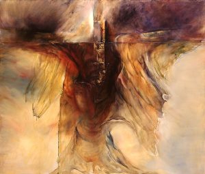 1993 - Universal Cross II - Oil & Gold Leaf on Canvas (Diptych) -1.8 x 1.5m